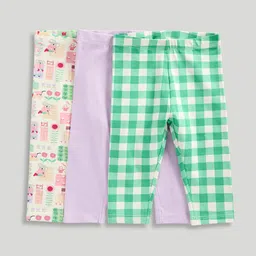 Mothercare Infant Girls Pack Of 3 Printed Pure Cotton Ankle-Length Leggings-image-80