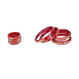 1ST TIME Set Of 8 Red Alloy Artificial Stones & Beads Bangles-picture-11