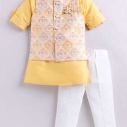 LITTLE COLLARS Boys Ethnic Wedding Wear Nehru Jacket Kurta Pajama set-image-75