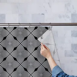 ArtzFolio White & Black Geometric Printed Waterproof Shower Curtain-image-100