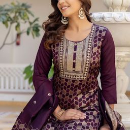 SKYLEE Women Regular Sequinned Kurta with Trousers & With Dupatta image 5