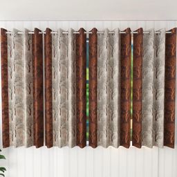 BELLA TRUE 152 cm (5 ft) Polyester Semi Transparent Window Curtain (Pack Of 4) (Printed, Brown)-image-18