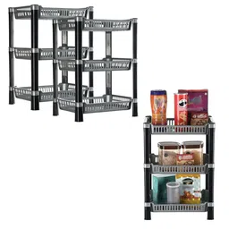 Kuber Industries Silver Toned 3 Pieces Long Lasting 3 Tier Kitchen Organisers-58