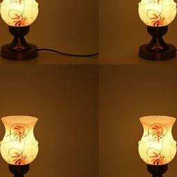 SOMIL Pack of 4 Printed Glass Decorative Table Lamp-image-44