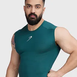 FUAARK Round Neck Tank Innerwear Vests FComp-Tank-Emerald Green-S-54