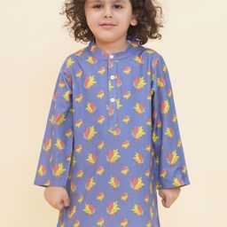 SethukrishnaBoys Floral Printed Mandarin Collar Straight Kurta-43