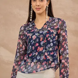 all about you Women Floral Print V-Neck Top-image-65