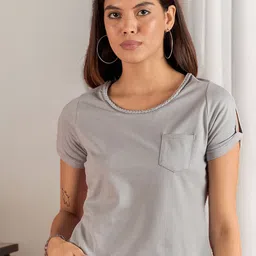 ANJIR Slit Sleeve Cotton Top-image-36