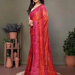 DIVASTRI Striped Pure Georgette Block Print Saree image 5