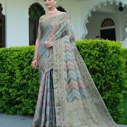 ISHIKA FAB Woven Design Organza Banarasi Saree-image-96