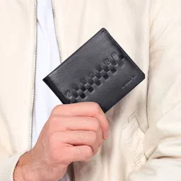 Sassora Men Geometric Textured Leather Two Fold Wallet-12