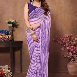 DIVASTRI Tie and Dye Embroidered Pure Georgette Ready to Wear Mysore Silk Saree-picture-33