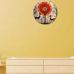 THE QUIRKY HOME White & Red Sunset Deer Forest Printed Ceramic Decorative Wall Decor-20