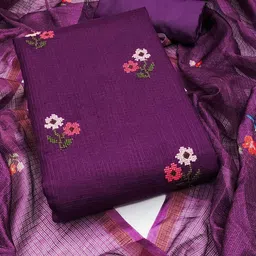 Peachmode Floral Embroidered Thread Work Unstitched Dress Material-image-86