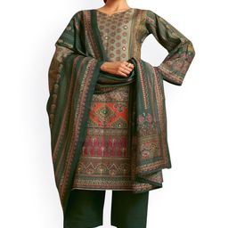 DRAVINAM Trends Embroidered Pure Cotton Unstitched Dress Material-picture-0