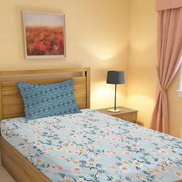 IVAZA Teal Cotton Nylon 260 TC Bedsheets-image-87