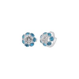 MEMOIR Silver plated Turquoise Blue & White CZ flower bouquet shaped foot ring toering Bichiya-image-46
