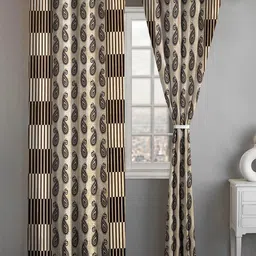 Lunar Days Brown Floral Prnted Door Curtain-51