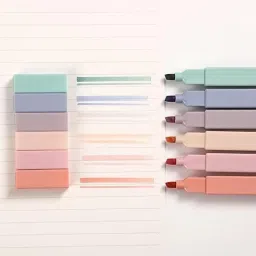 adoere Cute Aesthetic Modern Minimal Pastel Tip Highlighters Pen Soft Chisel Marker image 2