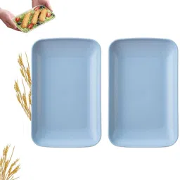 Wheat straw serving plates Pastel Serving Plates Set of 2, Eco-Friendly&Reusable Sizzler Tray-image-16