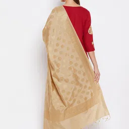 Clora Creation Beige Woven Design Dupatta image 4