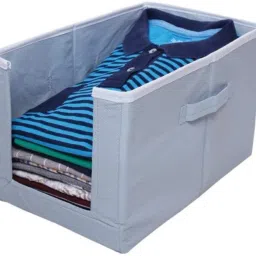 Tiarakrafts Shirt Stacker/Wardrobe Organizer Desiner NOn Woven Fabric Gray Set Of 1 Poly-canvas Laundry Bag-39