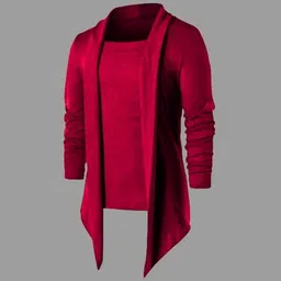 risemax Men Asymmetric Full Sleeve Maroon Shrug-picture-3