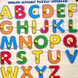 Wooden Capital Alphabet Puzzles With Pictures for Children, Montessori-17