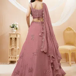 FABPIXEL Embroidered Sequinned Semi-Stitched Lehenga & Unstitched Blouse With Dupatta image 4
