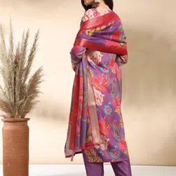 MOKOSH Floral Printed Sequinned Straight Kurta With Trouser And Dupatta image 5
