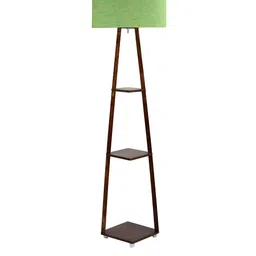 SANDED EDGE 3 Tier Shelf Space in Walnut Hand Polished with Oval Shape Shade Magnum Lamp image 5