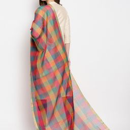 Dupatta Bazaar Yellow & Green Checked Dupatta image 4