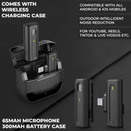 wrader Wireless Lavalier Microphone with Charging Case Mic for Voice Recording Youtube Vlogs Podcast Interview ASMR Video Recording and Online Teaching Mike image 2