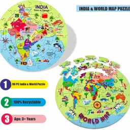JIGSAW PUZZLE India and World Map 2 in One I 2 JIGSAW PUZZLE-3