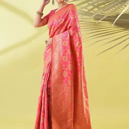 KALINI Pink Silk Blend Embellished Sarees-17
