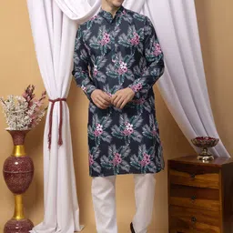 Hangup Men Floral Printed Regular Kurta with Pyjamas-picture-17