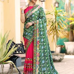 NEGRONI Ethnic Motifs Patola Saree With Unstitched Blouse Piece-image-20