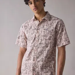 Mast & Harbour Men Standard Fit Conversational Printed Spread Collar Casual Shirt-picture-19