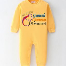 BLUSHES Infants Ganesh Chaturthi Printed Pure Cotton Round Neck Romper-image-54