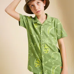 Jack & Jones Junior Boys Cuban Collar Abstract Printed Cotton Casual Shirt-image-34