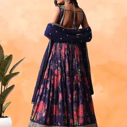 FABPIXEL Embroidered Sequinned Semi-Stitched Lehenga & Unstitched Blouse With Dupatta image 4