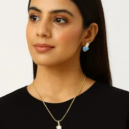VANSHIKA JEWELS Gold-Plated Brass Artificial Stones Jewellery Set-picture-29
