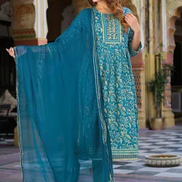 Divena Women Floral Embroidered Pure Cotton Kurta with Trousers & Dupatta-45