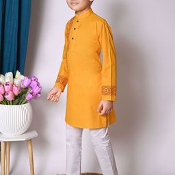 NFC CREATION Boys Ethnic Motifs Printed Regular Pure Cotton Kurta with Pyjamas image 3