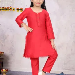 Pehanaava Girls Regular Kurta with Pyjamas-image-4