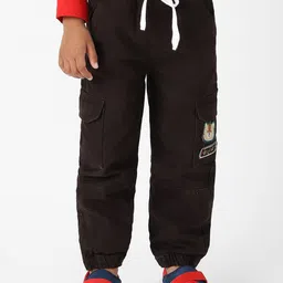 Nauti Nati Boys Bear Patch Denim Cargo Style Joggers-image-77