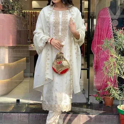 Siya Fashion Women Floral Embroidered Regular Kurta with Trousers & With Dupatta-55
