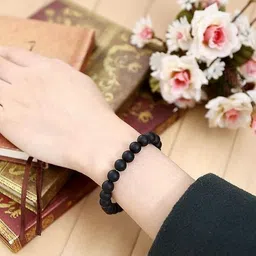 VIBESLE Unisex lack Onyx Matte Bracelet-image-4