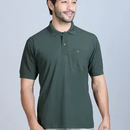 SANHOK Men Polo Collar Pure Cotton Regular Fit T-shirt-image-40