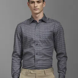 Louis Philippe Men Classic Spread Collar Abstract Printed Slim Fit Cotton Formal Shirt-image-95